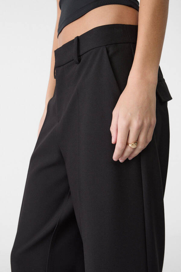 Cepli kumaş pantolon-Siyah - 4