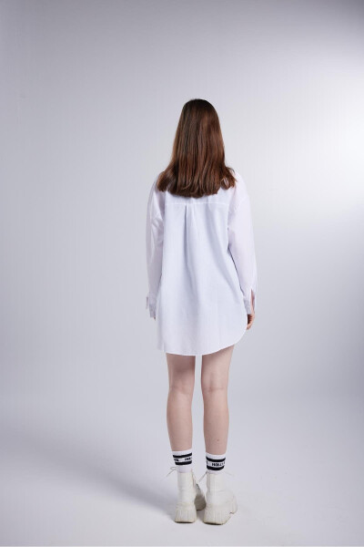 Cepli Oversize Kesim LovesizeGömlek Beyaz - Beyaz - 6