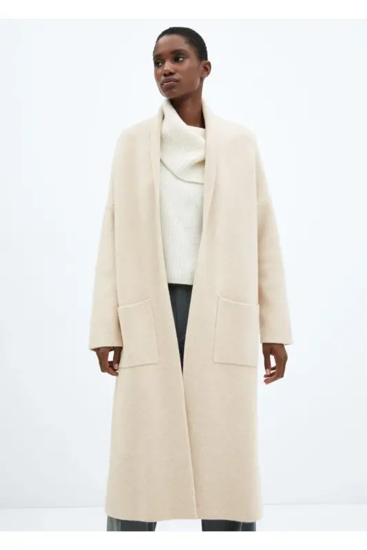 Cepli oversize triko palto - Açık/Pastel Gri - 1