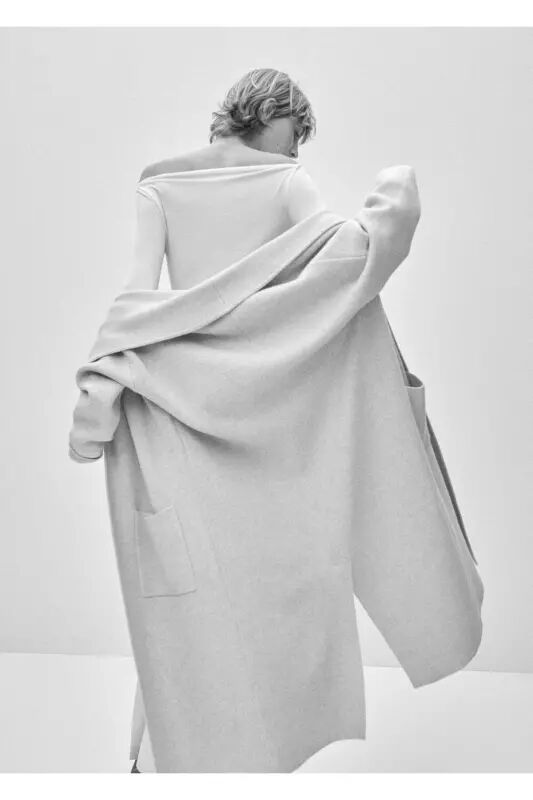 Cepli oversize triko palto - Açık/Pastel Gri - 5