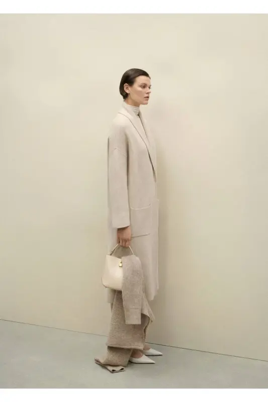 Cepli oversize triko palto - Açık/Pastel Gri - 6