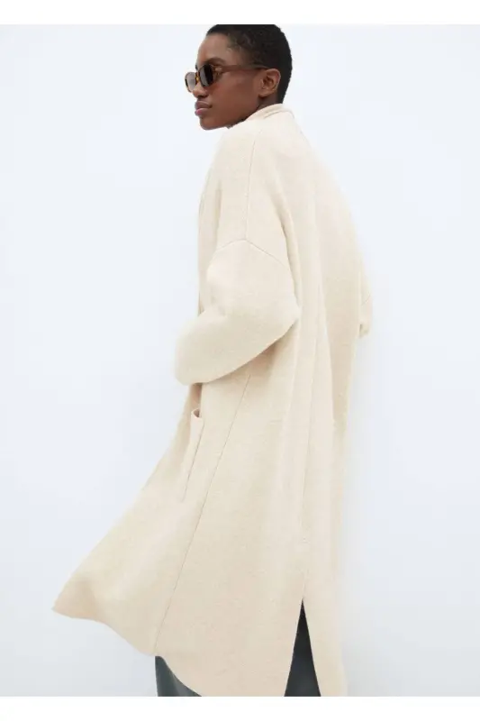 Cepli oversize triko palto - Açık/Pastel Gri - 7