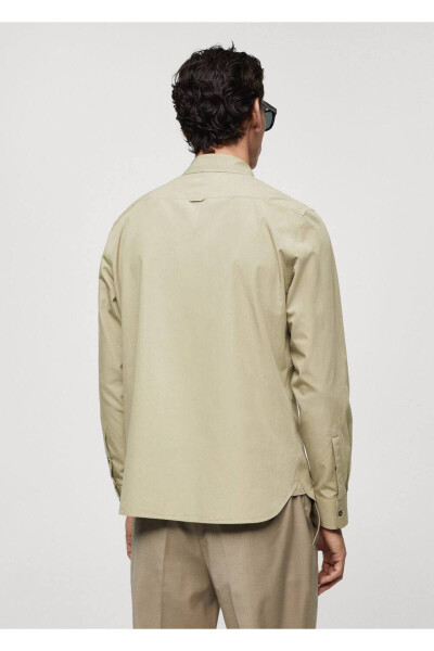 Cepli poplin gömlek-Haki Renk - 4