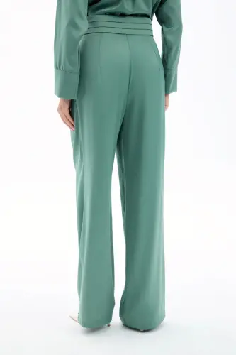Cepli Salaş Saten Pantolon - Haki-HAKİ - 6