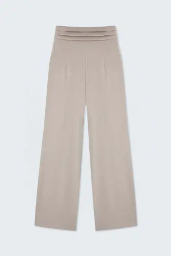 Cepli Salaş Saten Pantolon - Taş - Taş - 5