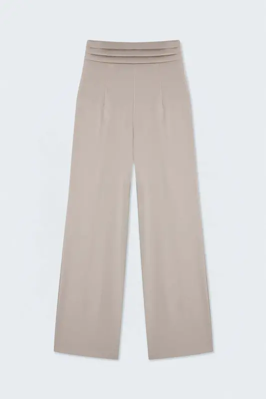 Cepli Salaş Saten Pantolon - Taş - Taş - 5