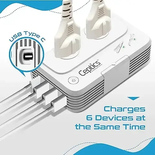 Ceptics 200 W Voltage Converter, Convert 220 V to 110V for Devices Like Curling Iron, Straightener, Chargers, Step Down World Power Plug - 4 USB PD 18W Fast Charging - EU/AU/UK/US Included - 5