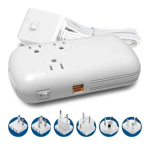 Ceptics 300W Travel Voltage Converter, 220V to 110V 50Hz to 60Hz Step Down for Curling Iron, Straightener, 1 USB, 1-USB-C 18W, SWadApt A B C E/F G I - 1