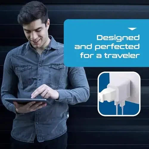 Ceptics European Travel Plug Adapter - USB-A & C, Type C Adapter for Turkey, Egypt, Iceland - USA Input - Ideal for Phones, Chargers, Cameras & More - 6