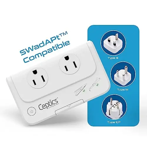 Ceptics South Africa Voltage Converter - 200W Convert 220V to 110V for Devices Like Curling Iron, Straightener, Chargers, Step Down World Power Plug 4 USB PD 18W Fast Charging Type M, G, E/F - 2