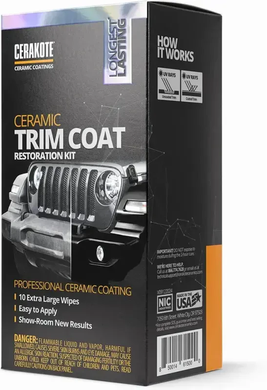 Cerakote Ceramic Trim Coat, Plastic Trim Restorer for Cars - Maximum Strength - 8 Pack - 8