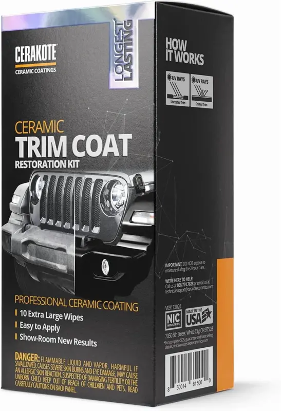 Cerakote Ceramic Trim Coat Restoration Kit, Faded Plastic Trim Restorer with 200 Wash Rating- - 8
