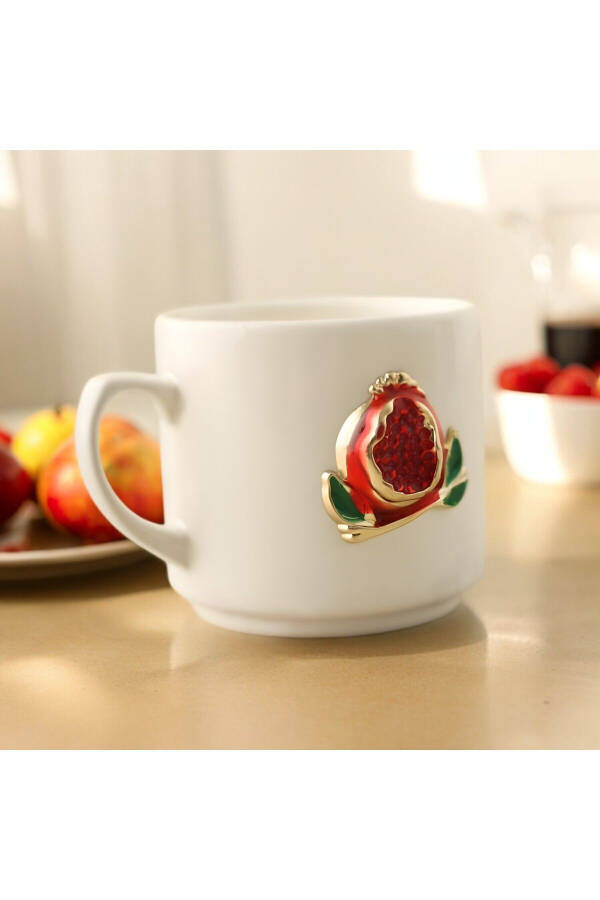 Ceramic Colored Metallic Pomegranate Cylinder Mug Double Coffee Cup - 5