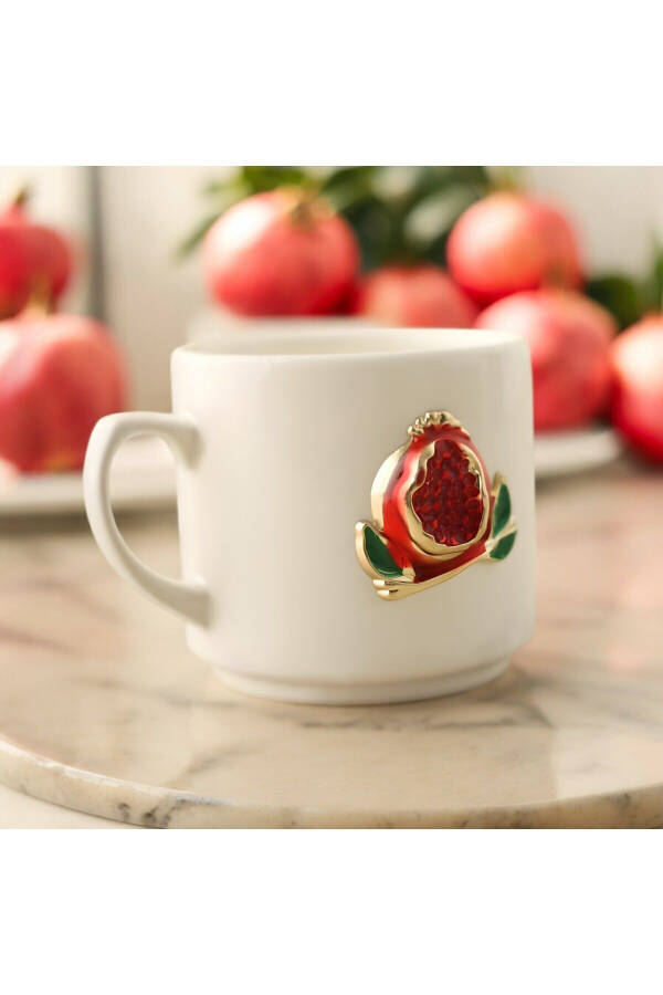 Ceramic Colored Metallic Pomegranate Cylinder Mug Double Coffee Cup - 6