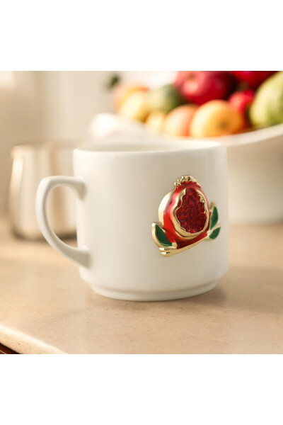 Ceramic Colored Metallic Pomegranate Cylinder Mug Double Coffee Cup - 7