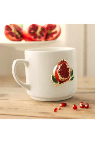 Ceramic Colored Metallic Pomegranate Cylinder Mug Double Coffee Cup - 8