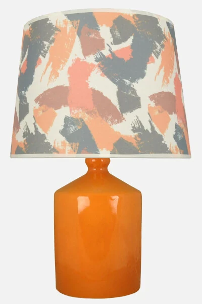 Ceramic Cube Vase Lamp Mustard - Brushstroke - QDEC