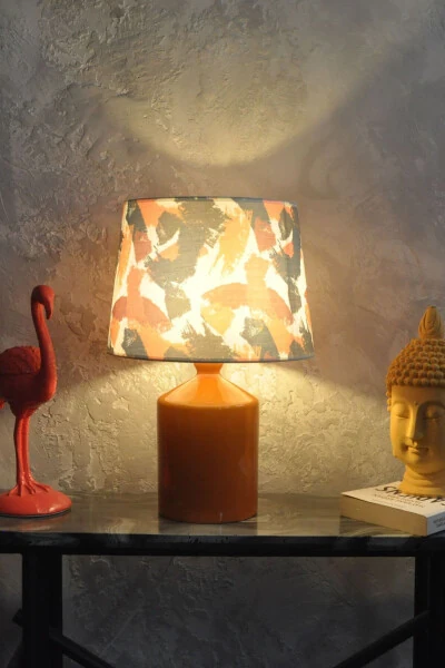 Ceramic Cube Vase Lamp Mustard - Brushstroke - QDEC (1)