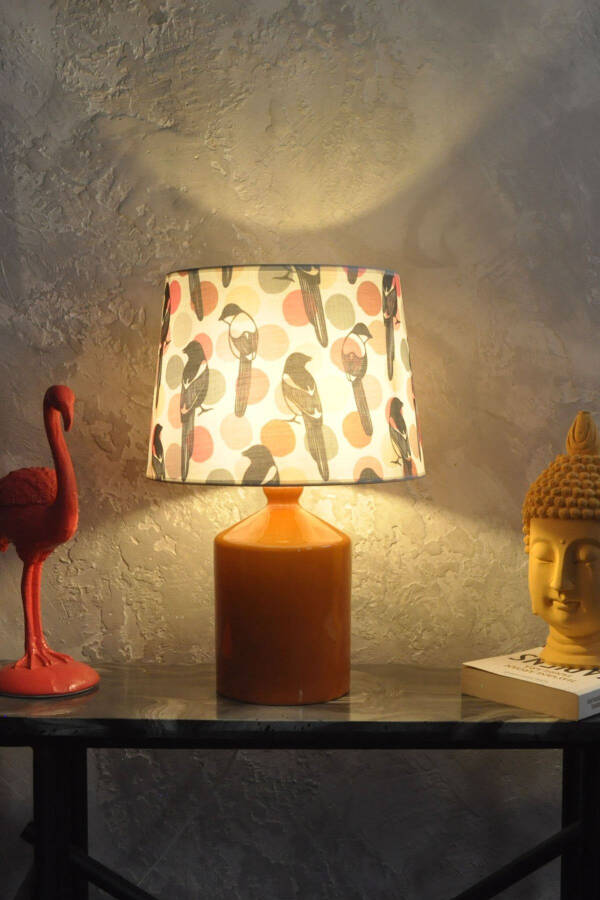Ceramic Cube Vase Lampshade Mustard - Bird - 2