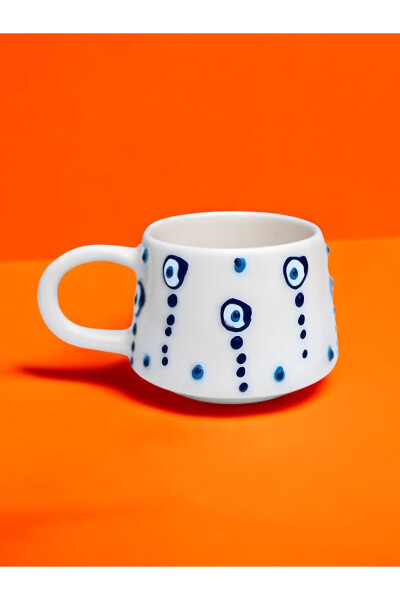 Ceramic Handcrafted Coffee Cup Mug Droplet Evil Eye 200 cc - 2