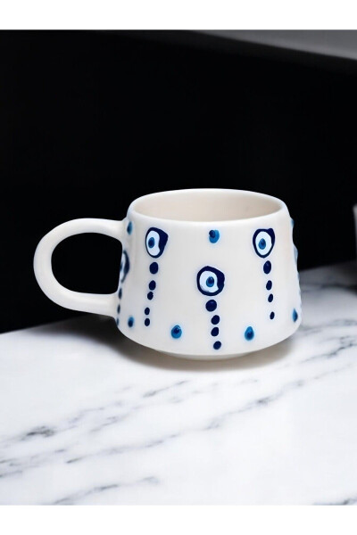 Ceramic Handcrafted Coffee Cup Mug Droplet Evil Eye 200 cc - 3