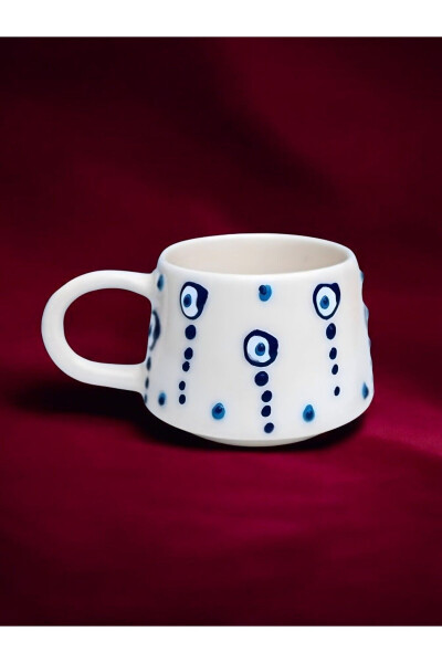 Ceramic Handcrafted Coffee Cup Mug Droplet Evil Eye 200 cc - 4