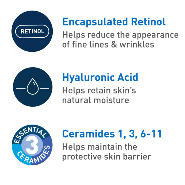 CeraVe Cilt Yenileyici Anti Yaşlanma Retinol Kremi, SPF 30'lu Yüz Nemlendirici 1.7 fl oz - 3