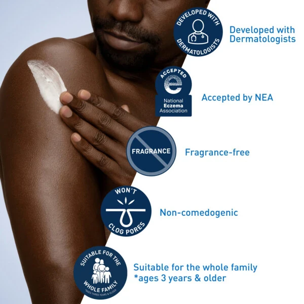 CeraVe namini namlagandırısh kremi, oddiy teridan juda quruq teriga mo'ljallangan yuz namini namlagandırısh va tana losioni, 8 untsiya - 3