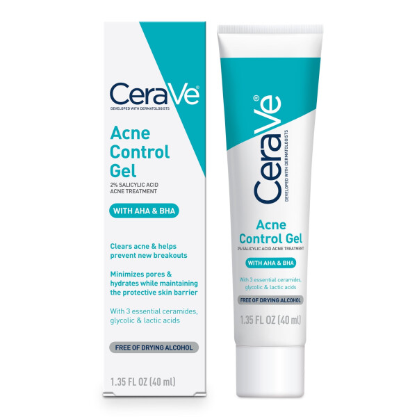 CeraVe Salicylic Acid Acne Control Gel Treatment, Acne Treatment for Face, 1.35 fl oz. - 1