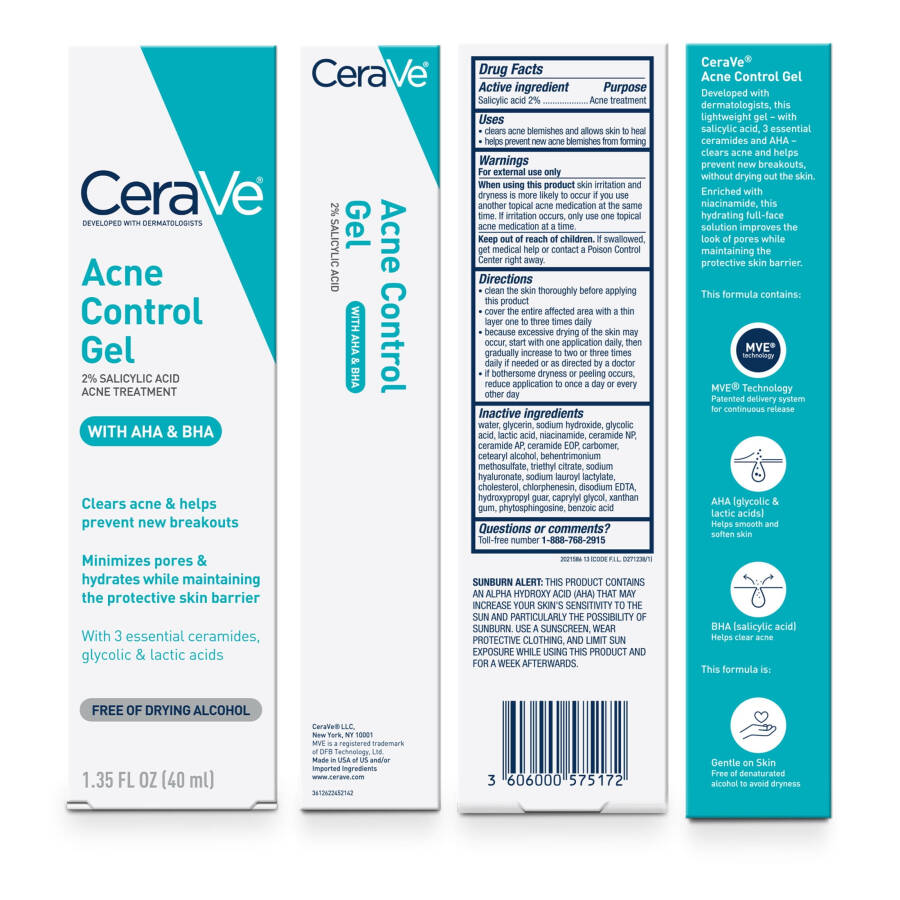 CeraVe Salicylic Acid Acne Control Gel Treatment, Acne Treatment for Face, 1.35 fl oz. - 9