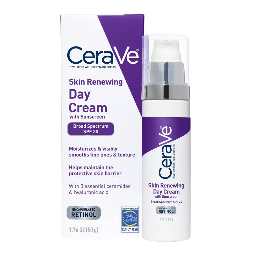 CeraVe Skin Renewing Anti Aging Retinol Cream, Face Moisturizer with SPF 30 1.7 fl oz - 1