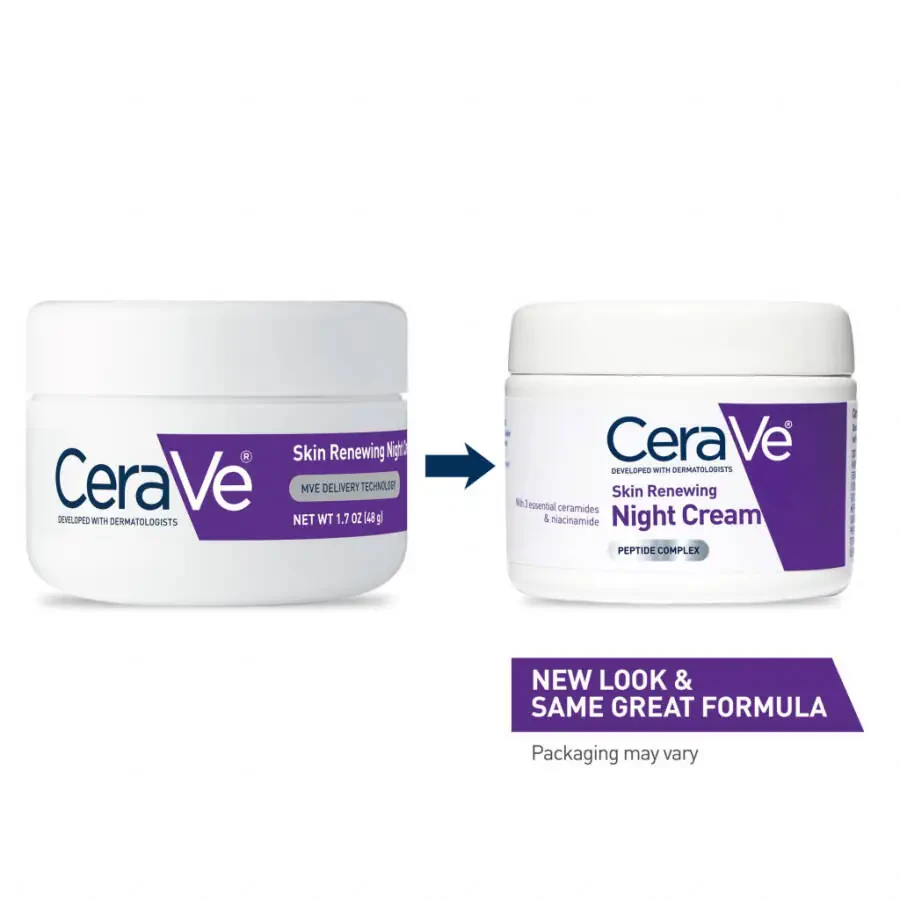 CeraVe Skin Renewing Face Night Cream with Peptide Complex & Hyaluronic Acid for All Skin Types, 1.7 oz - 4