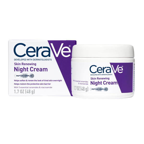 CeraVe Skin Renewing Face Night Cream with Peptide Complex & Hyaluronic Acid for All Skin Types, 1.7 oz - 12