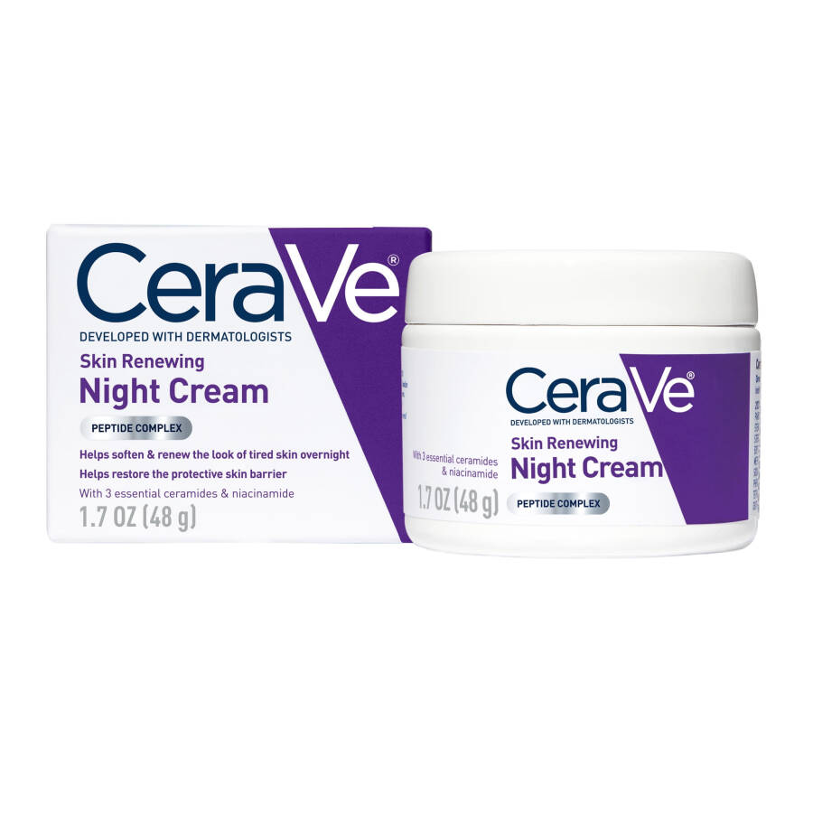 CeraVe Skin Renewing Yüz Gece Kremi Tüm Cilt Tipleri İçin Peptit Kompleksi ve Hyaluronik Asitli, 1.7 oz - 12