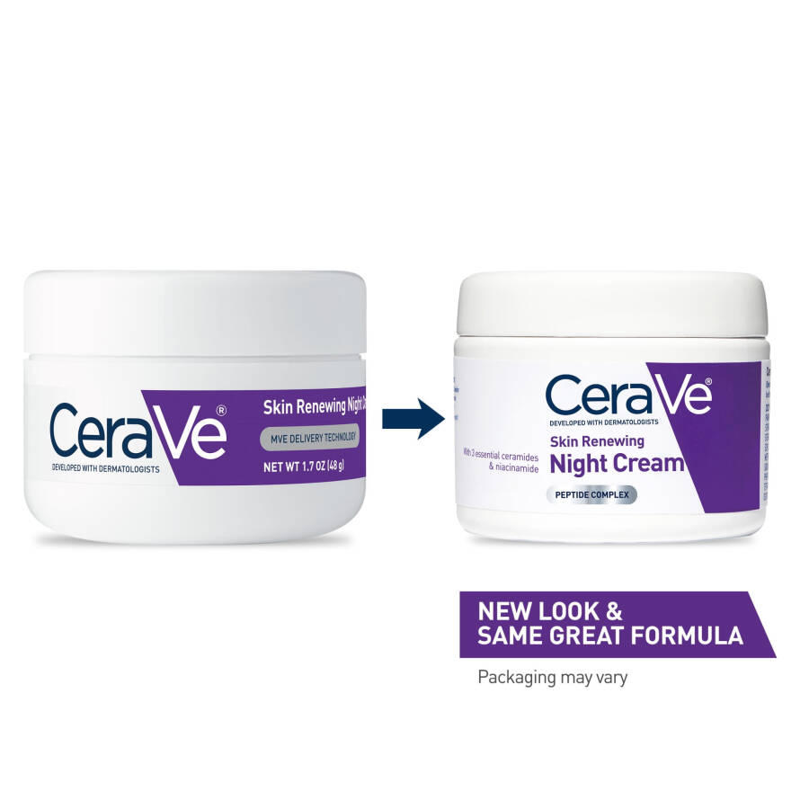 CeraVe Skin Renewing Yüz Gece Kremi Tüm Cilt Tipleri İçin Peptit Kompleksi ve Hyaluronik Asitli, 1.7 oz - 2