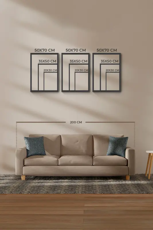 Çerçeveli Tablo Ahşap Tablo 3 lü Tablo Seti Bohem Tablo Yatak Odası Tablo Salon Tablo Mutfak Tablos-Siyah - 2