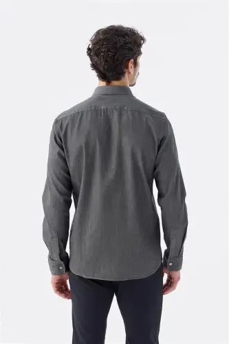 Чёрная джинсовая рубашка Comfort Fit на кнопках с карманами, 100% хлопок - 4