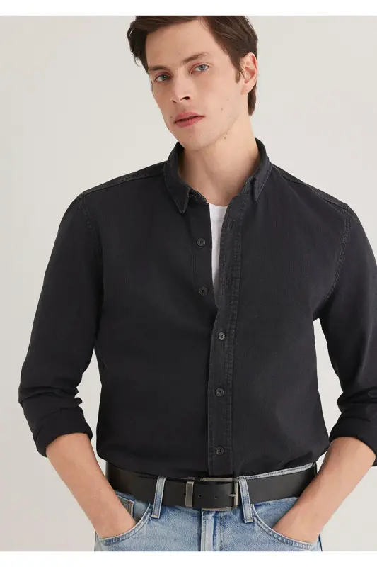 Чёрная джинсовая рубашка Slim Fit / Узкий крой 0211128-90 - MAVI