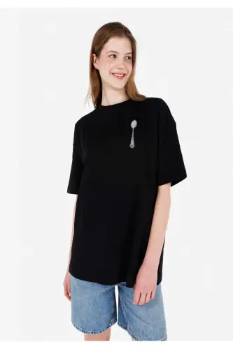 Черная футболка с надписью UNISEX Lilseb - 6
