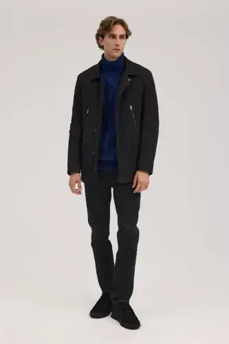 Черная комфортная куртка-стойка на молнии для малышей - 2