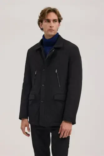 Черная Комфортная Посадка Детская Куртка-Стойка на Молнии - 1