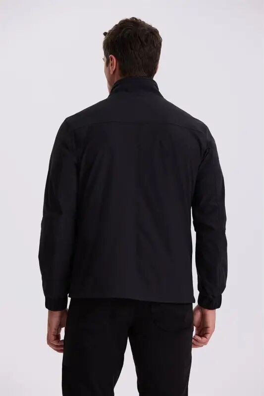 Черная куртка Comfort Fit со стойким воротником, демисезонная - 4
