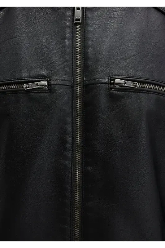 Черная куртка из искусственной кожи Slim Fit / узкий крой 0110438-71379 - 7