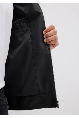 Черная куртка из искусственной кожи Slim Fit / узкий крой 0110438-71379 - 6