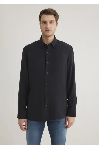 Черная Модальная Рубашка Regular Fit / Обычный Крой 0211 - 5