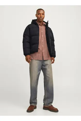 Черная мужская куртка 12256974_JJEBRADLEY PUFFER HOOD SN - 5