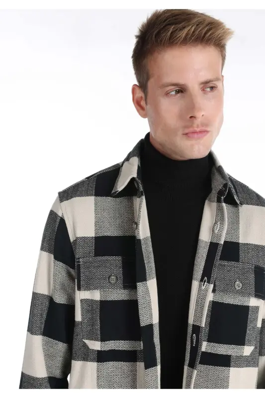 Черная мужская рубашка (с коротким рукавом) - 4