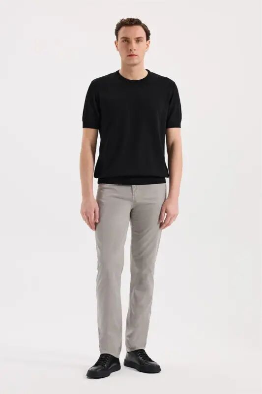 Черная облегающая футболка с круглым вырезом из вискозы Slim Fit - 2