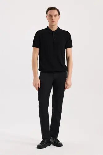 Черная облегающая трикотажная футболка-поло с принтом Slim Fit - 2