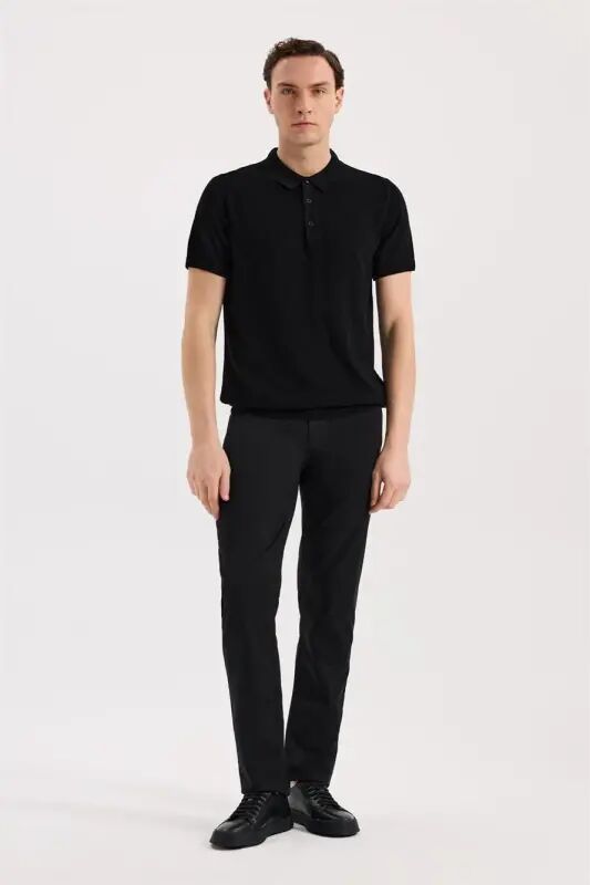 Черная облегающая трикотажная футболка-поло с принтом Slim Fit - 2